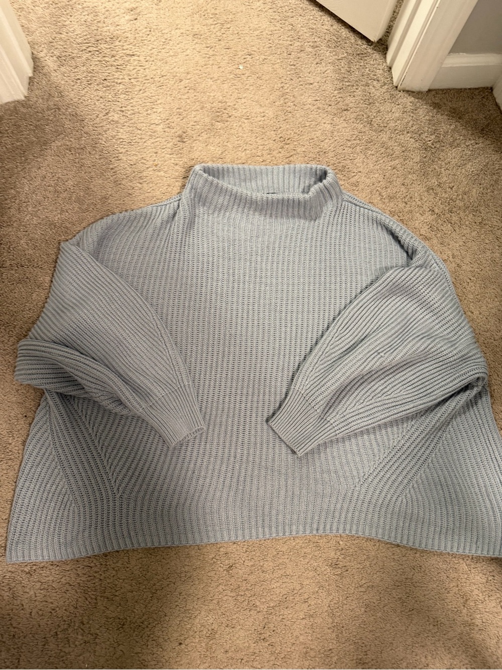 Lulu's Light Blue Ribbed Mock-Neck Sweater